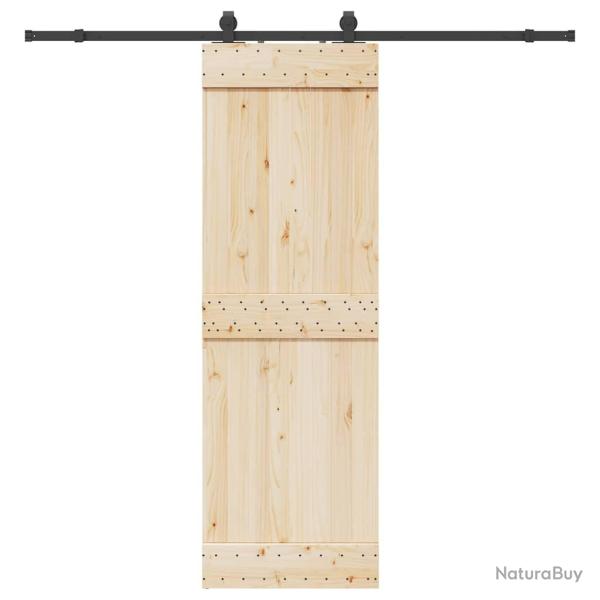 Kit de quincaillerie de porte coulissante 213 cm acier noir