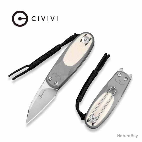 Couteau CIVIVI Purr Slipjoint Lame Acier Nitro-V Satin Manche G10 Gris/Ivoire CIVC250541