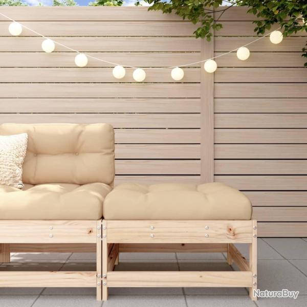Repose-pied de jardin avec coussin bois de pin massif