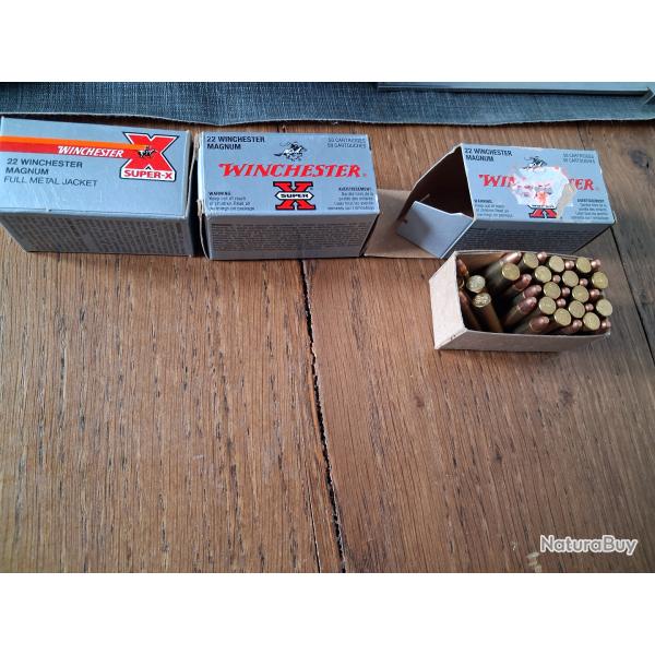Cartouches 22 Magnum Winchester Super X FMJ, lot de 135