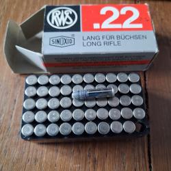 Cartouches 22lr de collection, RWS "rouge" SV, &eacute;tuis nickel&eacute;s, 1 bo&icirc;te de 50