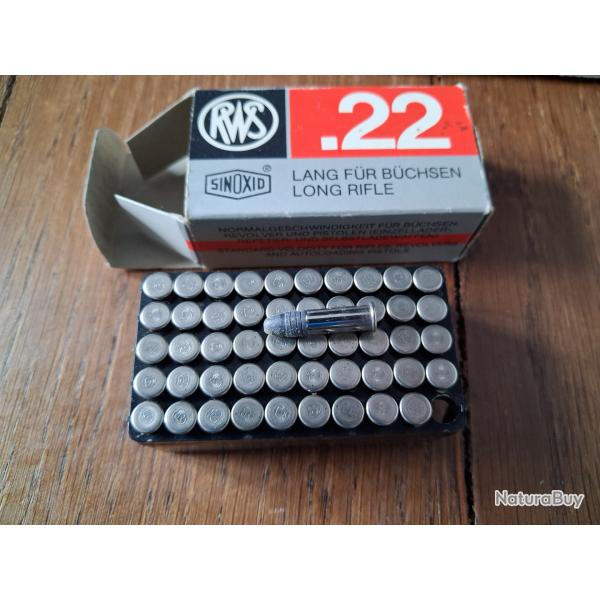 Cartouches 22lr de collection, RWS "rouge" SV, �tuis nickel�s, 1 bo�te de 50