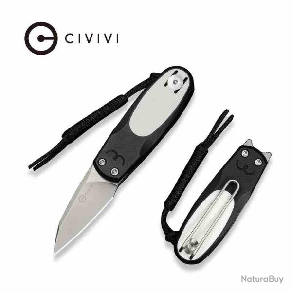 Couteau CIVIVI Purr Slipjoint Lame Acier Nitro-V Satin Manche G10 Blk/White CIVC250542