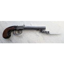 Pistolet &agrave; percussion avec Ba&iuml;onnette Pliante - (1840-1860) cal 58/60 Base de Restauration saine