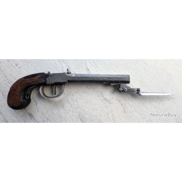 Pistolet � percussion avec Ba�onnette Pliante - (1840-1860) cal 58/60 Base de Restauration saine