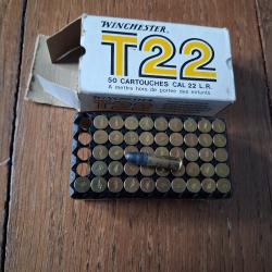 Cartouches 22lr Winchester T22, bo&icirc;te entam&eacute;e, 47 cartouches