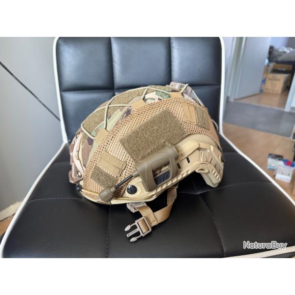Casque FAST Balistique NIJ3A | Base Coyotte + housse multicam