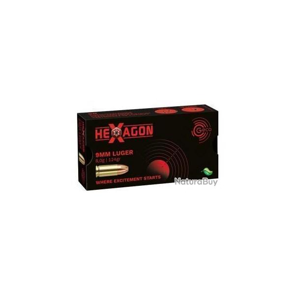 Munitions GECO cal.9mm luger hexagon 124gr 8g par 250