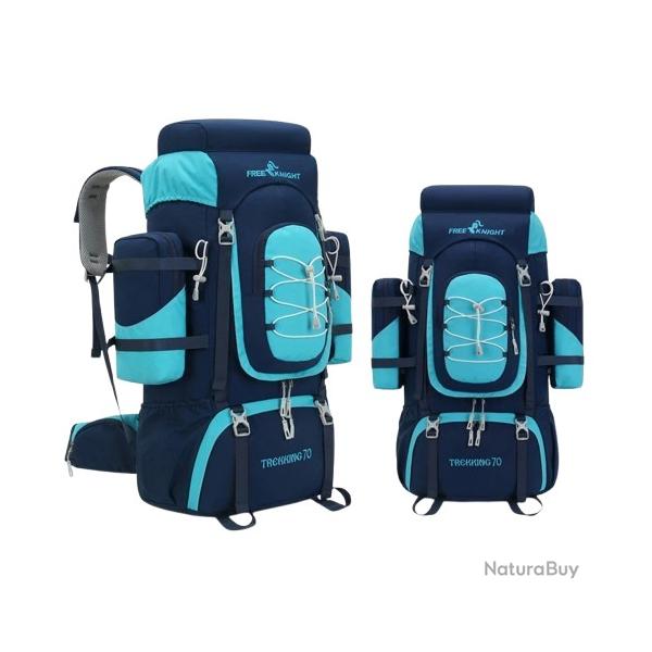 Sac � Dos Randonn�e 70L Imperm�able Alpinisme Trekking Camping Voyage L�ger Bleu Marine
