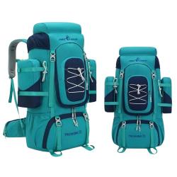 Sac &agrave; Dos Randonn&eacute;e 70L Imperm&eacute;able Alpinisme Trekking Camping Voyage L&eacute;ger Vert et Bleu