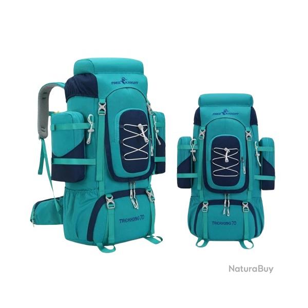 Sac � Dos Randonn�e 70L Imperm�able Alpinisme Trekking Camping Voyage L�ger Vert et Bleu