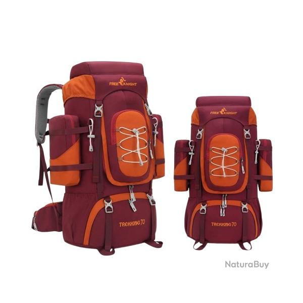 Sac � Dos Randonn�e 70L Imperm�able Alpinisme Trekking Camping Voyage L�ger Rouge