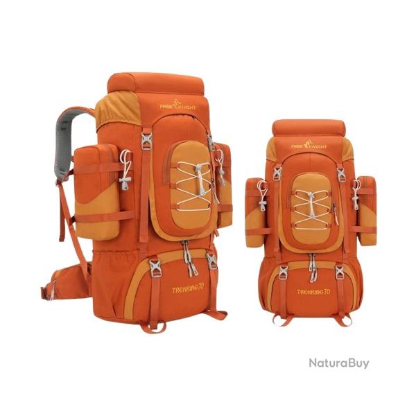 Sac � Dos Randonn�e 70L Imperm�able Alpinisme Trekking Camping Voyage L�ger Orange