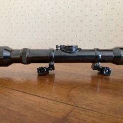 Lunette Tchechoslovaque MEOPTA  Lovec 4 x tout acier avec montage acier d&eacute;rivable pour rail de 11 mm