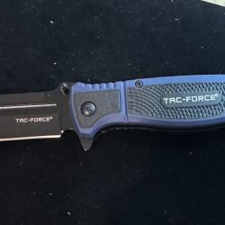 Couteau Tac Force Semi Automatique Lame Acier 3Cr13 Black Manche Nylon Noir/Bleu Linerlock Clip