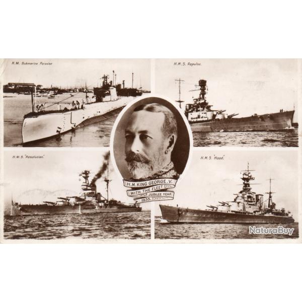 Carte postale de 1935 du roi George V avec la flotte -N�8173