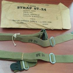 RARE : lot de 2 sangles ST-24 pour micro plastron dat&eacute; 1944 - US ARMY - NEUF