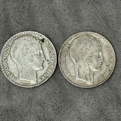 Lots De Deux Pi&egrave;ces 20 Francs Turin Argent
