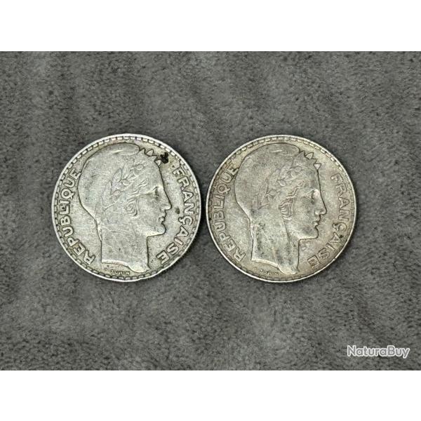 Lots De Deux Pi�ces 20 Francs Turin Argent