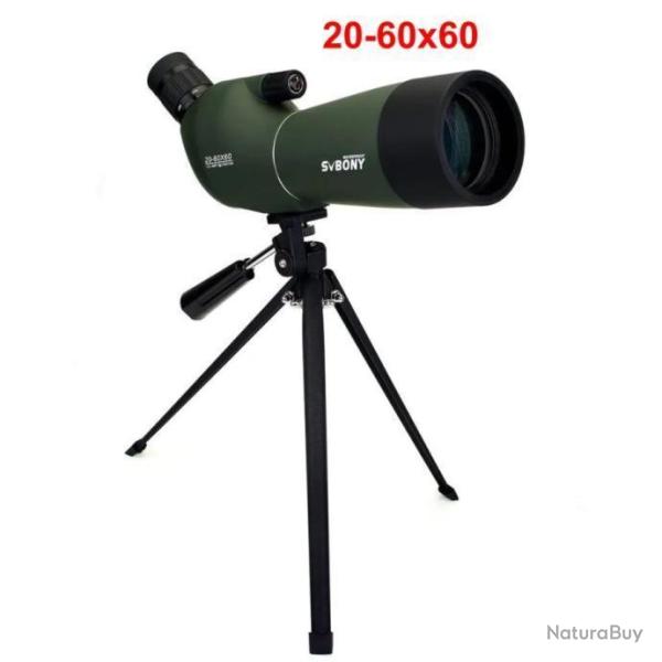 Longue Vue SV28 20-60x60 Zoom Prisme BK4 Etanche +Tr�pied Chasse Outdoor Observation