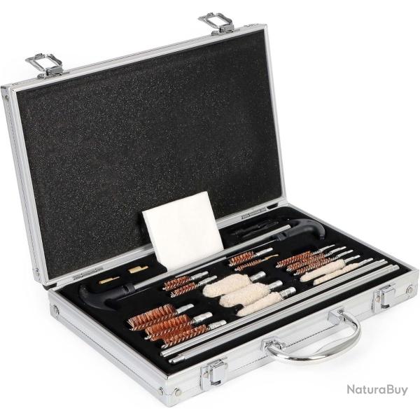 Kit Nettoyage Arme 100 Pieces Pistolet Fusil Brosse Lingette Tige Entretien Mallette Transport Neuf