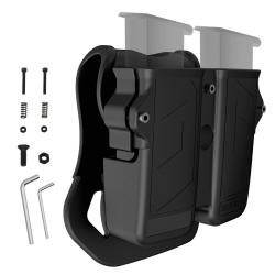 DOUBLE PORTE-CHARGEURS GAUCHER OU DROITIER 9mm/.45 etc. - LIVRAISON GRATUITE
