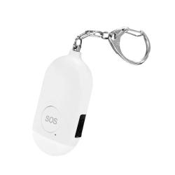 PORTE-CLEFS ANTI AGRESSION - ALARME PERSONNELLE 130dB + LAMPE LED - BLANC
