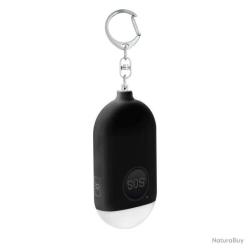 PORTE-CLEFS ANTI AGRESSION - ALARME PERSONNELLE 130dB + LAMPE LED - NOIR