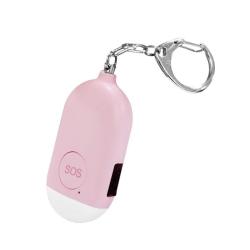 PORTE-CLEFS ANTI AGRESSION - ALARME PERSONNELLE 130dB + LAMPE LED - ROSE