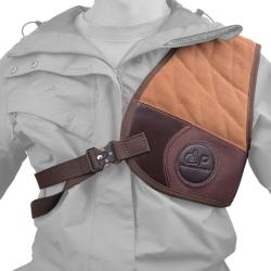 PROTECTION D'&Eacute;PAULE POUR GAUCHER - CUIR ET TOILE - MARRON - LIVRAISON GRATUITE