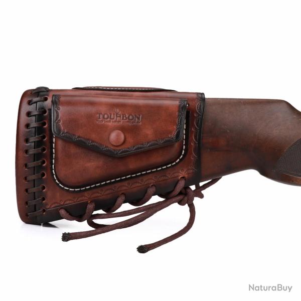 REPOSE JOUE EN CUIR PREMIUM AVEC PORTE MUNITIONS - LIVRAISON GRATUITE