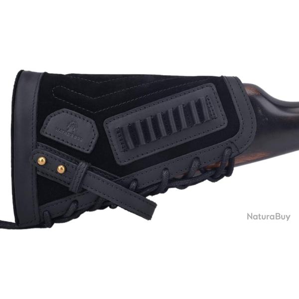 BUSC DE CROSSE CARTOUCHI�RE 22LR DROITIER + 4 INSERTS - CUIR V�RITABLE - NOIR - LIVRAISON GRATUITE