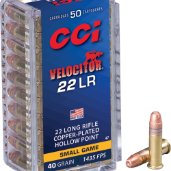 Balles CCI Calibre 22LR Velocitor 40GR Copper Plated HP
