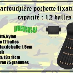 Cartouchi&egrave;re pochette fixations Molly avec une capacit&eacute; de 12 balles de couleur Noir
