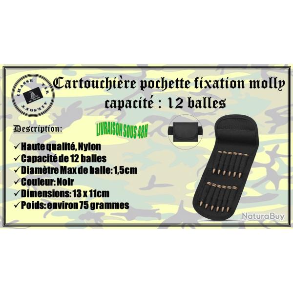 Cartouchi�re pochette fixations Molly avec une capacit� de 12 balles de couleur Noir