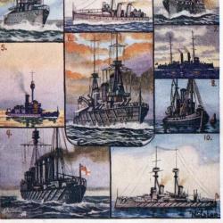 Carte postale ancienne "Types de navires de la marine britannique" -N&deg;8183