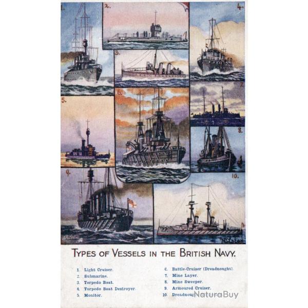 Carte postale ancienne "Types de navires de la marine britannique" -N�8183