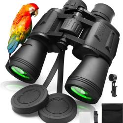 Jumelles HD pour Adultes 20x50 Lentille FMC Bak4 Prismes Vision Nuit Faible Luminosit&eacute; &Eacute;tanches Noir