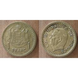 Monaco 1 Franc 1943 Piece Prince Rainier Franc