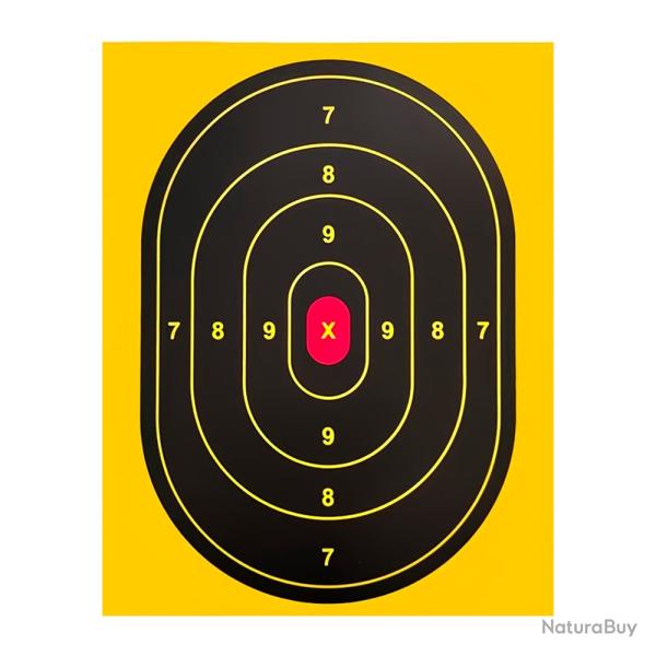 Cible de Tir Carton Score Jaune & Noir 22,86 x 17,78 cm - Lot de 20