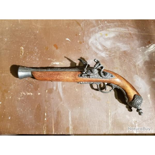 R�plique d�corative de pistolet � silex style XVIIIe si�cle / pirate.