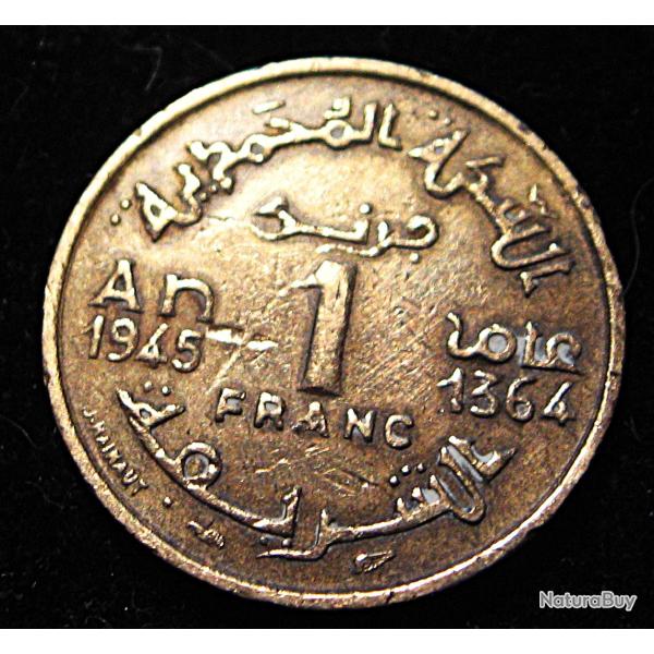 Maroc, piece de 1 franc de 1945 (empire cherifien) ttb
