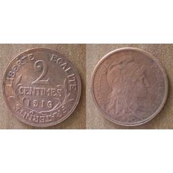 France 2 Centimes 1916 Piece Dupuis Centime De Franc Francs