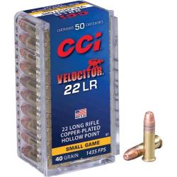 Balles 22 LR CCI Velocitor Copper Plated Hollow Point - 40 gr