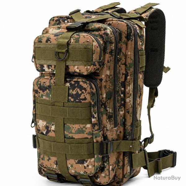 Sac � Dos Tactique 20L Camouflage Digital Vert Marron Randonn�e Chasse