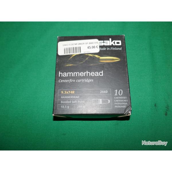 Boites de 10 cartouches de 9.3x74R SAKO HAMMERHEAD 18.5g/286gr