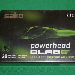 Boite de 20 cartouches de 9.3X62mm SAKO POWERHEAD BLADE 14.9g/230gr
