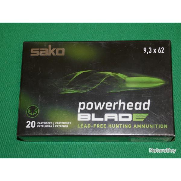 Boite de 20 cartouches de 9.3X62mm SAKO POWERHEAD BLADE 14.9g/230gr