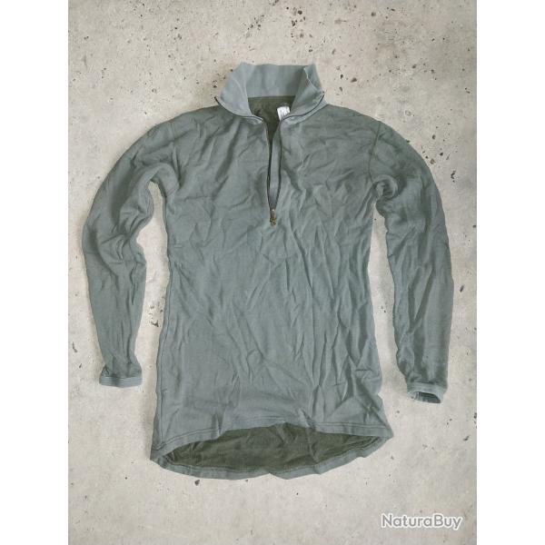 Chemise f1 kaki Ullfrott� climat froid arm�e Autrichienne vert od green olive col chemin�e zipp�