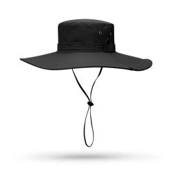 Chapeau Cowboy Homme Grand Bord Anti-UV Randonn&eacute;e P&ecirc;che L&eacute;ger Parasol Tour T&ecirc;te 52-60 cm Noir